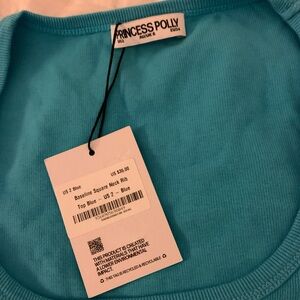 Princess Polly Turquoise Ribbed Tee